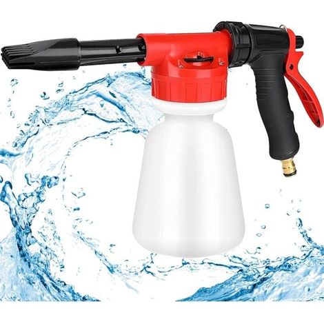 Foam Gun, 1L Foam Sprayer, Adjustable Soap Dispenser Spray Gun, Connect to Universal Garden Hose, for Irrigation Pipe, Car Wash (1/4)