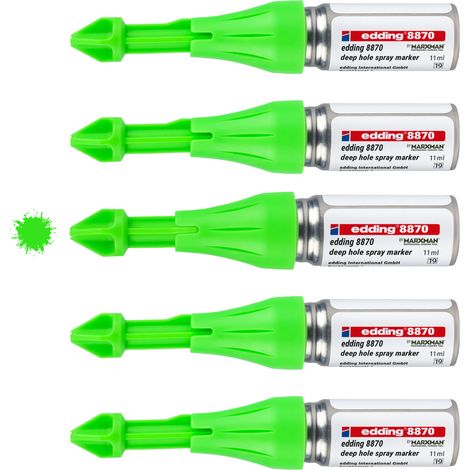 Edding - Boîte de 5 pcs - Marqueur spray pour zones inccessibles E8870 - Marquage précis jusqu'à 50mm – 250 pulvérisations