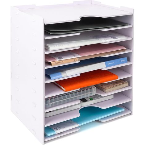 Organiseur de Bureau 9 Niveaux - WPC - Rangement Documents A4 et Courrier - Design Aéré - Pour Maison et École - 35x26x39cm (1/5)
