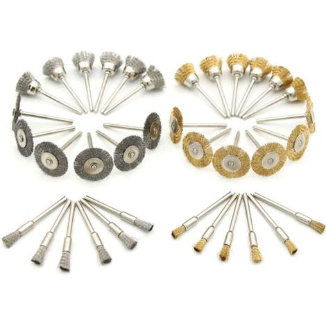 Brosse en laiton, 36 pièces, roues en fil d'acier, brosses, perceuse, outils rotatifs, polissage, outils rotatifs Dremel (1/5)