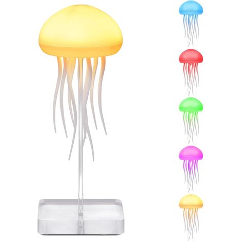 Lampe méduse - Lampe méduse à commande vocale avec tentacules dansants - Lampe de chevet méduse à dégradé RGB - Lampe de table méduse rechargeable avec capteur tactile (1/5)
