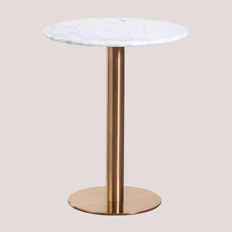 SKLUM Runder Bartisch aus Cosmopolitan Marmor  Ø60 cm         Roségold           Weißer Marmor             
