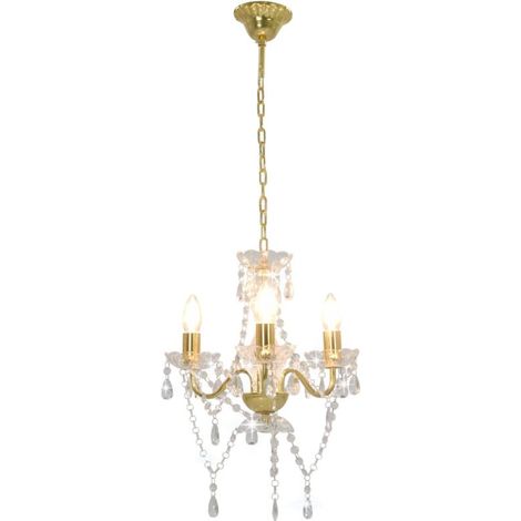 INLIFE Lustre avec perles Doré Rond 3 x E14 (1/5)