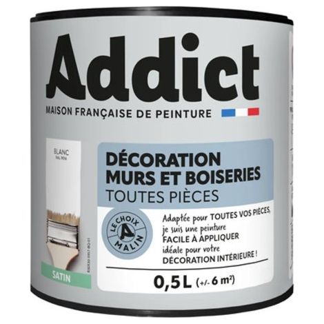 Vernice acrilica satinata da 0,5 litri bianca - Addict