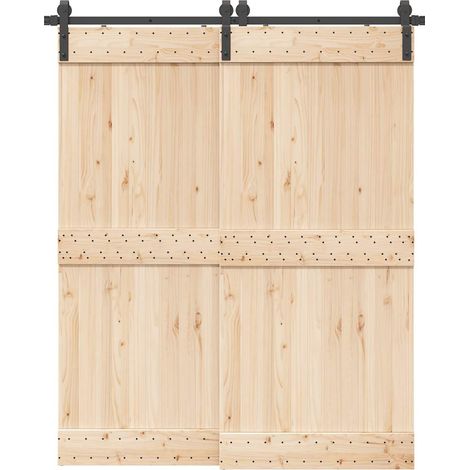 Schiebetürbeschlag-Set 183 cm Stahl Schwarz