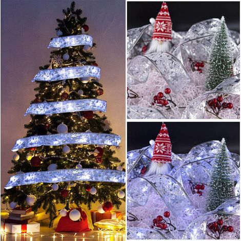 Guirlande lumineuse de Noël, 5 m, décoration pour sapin de Noël, cadeau, décoration de Noël, lumière blanche froide, argent