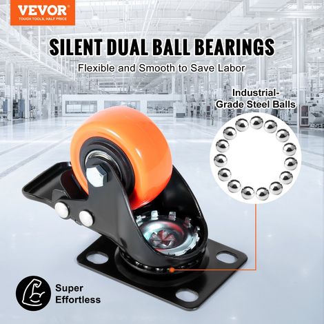Roulettes Pivotantes Lot de 4 Roulettes pour Meubles Industrielles 50,8 mm Roues Silencieuses en PVC avec Frein à Double Verrouillage Capacité de Charge 68 kg par Roulette pour Chariots Établis (1/5)
