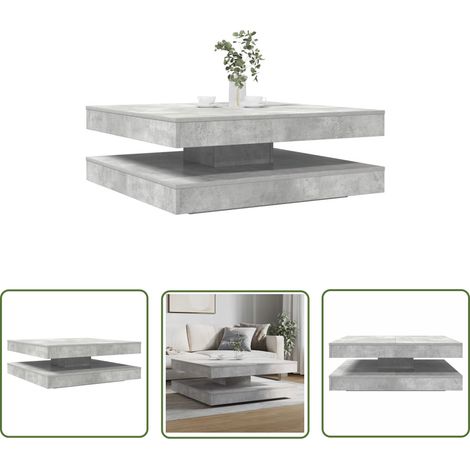 vidaXL Table basse rotative à 360 degrés gris béton 90x90x34,5 cm (1/5)