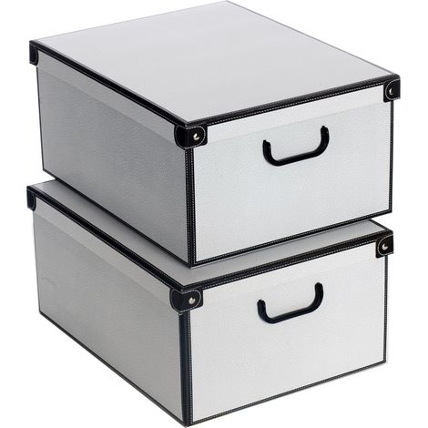 Lavatelli Set 2 Pezzi Scatole armadio in cartone, organizer per vestiti e biancheria, per cambio stagione, Muschio Bianco 49x40xh24 cm (1/4)