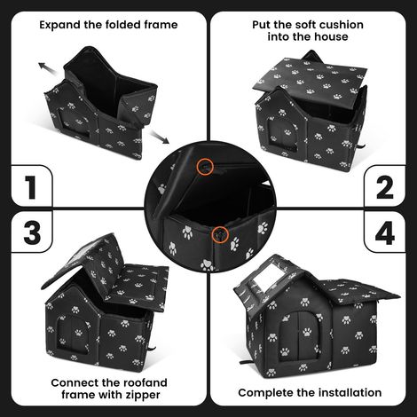Niche pour Chat d'Extérieur Imperméable et Pliable, Abri Confortable pour Animaux, Conception Isotherme pour Jardin et Terrasse (1/5)