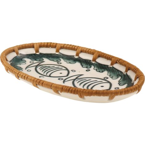 Plateau ovale au design vintage, idéal pour ranger fruits, pain, biscuits, bijoux et servir, parfait pour décorer une table basse, embellir votre intérieur, les mariages, les fêtes et offrir en cadeau (1/5)