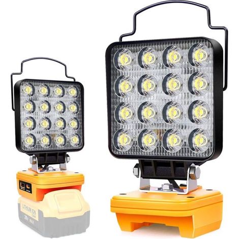 Lampe à piles compatible avec la lampe de travail LED sans fil DeWalt 20V 48W, projecteur LED haute luminosité, projecteur sans fil avec ports de chargement Type-C et USB (pile non incluse) (1/5)