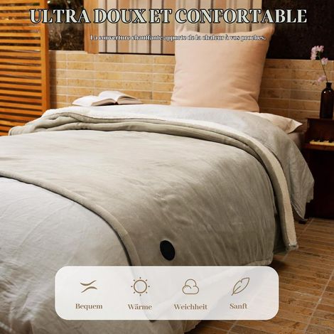 Couverture Chauffante 130x180cm Une Touche Plaid Chauffant Kaki — vue 3