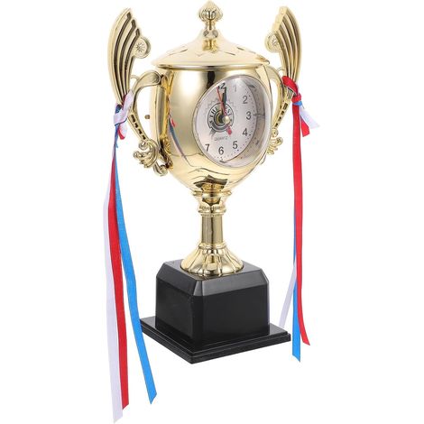 Réveil de Trophée Doré en Abs, Horloge de Bureau Créative et Solide, Présent pour Diplômés et Événements Spéciaux (1/5)