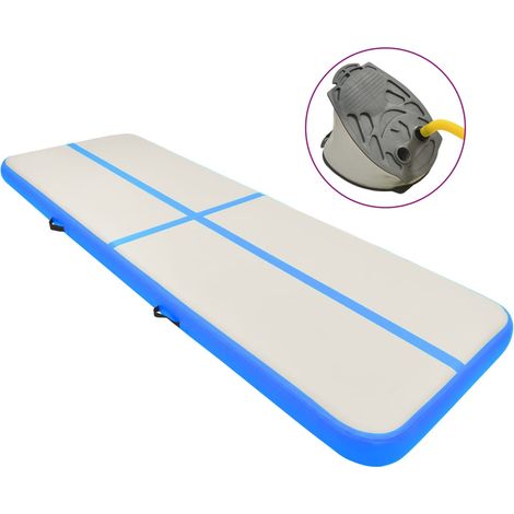 Tapis gonflable de gymnastique avec pompe Tapis d'Entraînement 400x100x15cm PVC Bleu BZTE206247 (1/5)