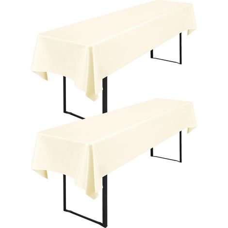 Lot de 2 nappes de table de bière Beige 250x100cm, imperméable, polyester, facile d'entretien