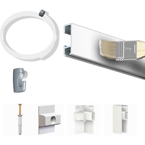 Pack Eco 1 mètre de cimaise Click Rail couleur Blanc (peut être peint) - Solution suspension cadres et tableaux (1/6)