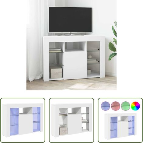 Meuble TV LED - Meuble TV LED d'Angle Blanc 100x40x68cm Bois d'ingénierie (1/5)