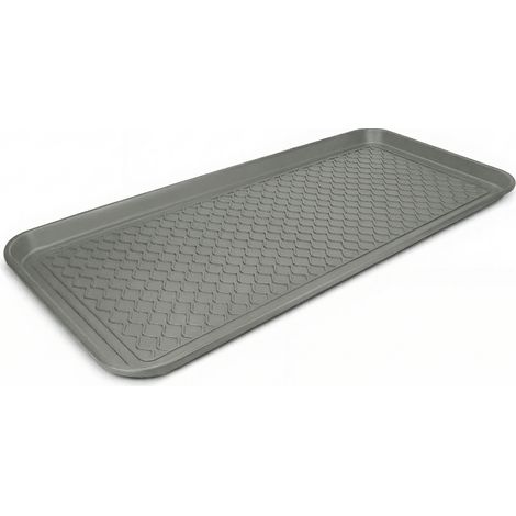 Bac à Chaussures - 76x38x3cm - plastique - bords hauts antidébordement - Gris - 2 pièces (1/5)