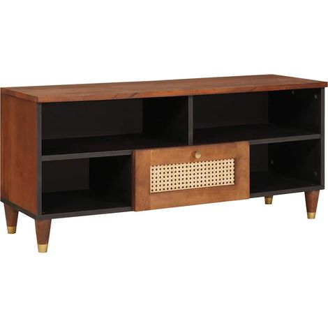 Mobile porta TV moderno dal design elegante e con spazio per riporre gli oggetti 100 x 33,5 x 46 cm in legno di mango marrone 020057902