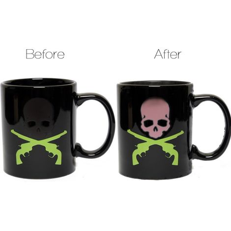Trade Shop - MAGISCHE KERAMIKBECHER MIT TOTENKOPF TEMPERATUR KALT WARM ZUM FRÜHSTÜCK - (1/3)
