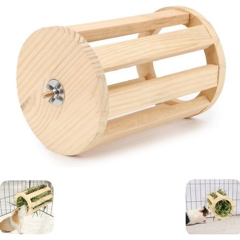 Râtelier à foin en bois 20 x 14 cm - mangeoire pivotante pour lapin et cobaye (1/5)