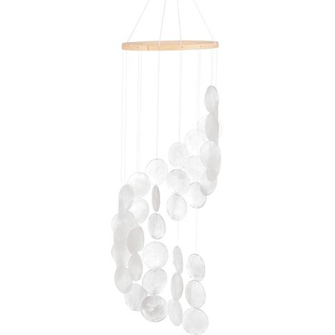Carillon Éolien en Coquillage et Verre de Mer pour l'Extérieur, Carillon Éolien Artisanale Blanc (1/5)
