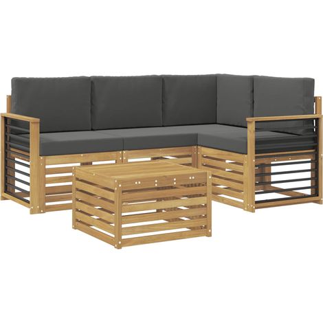 Conjunto de sofás de exterior 5 uds. Blanco y Antracita vidaXL (1/5)