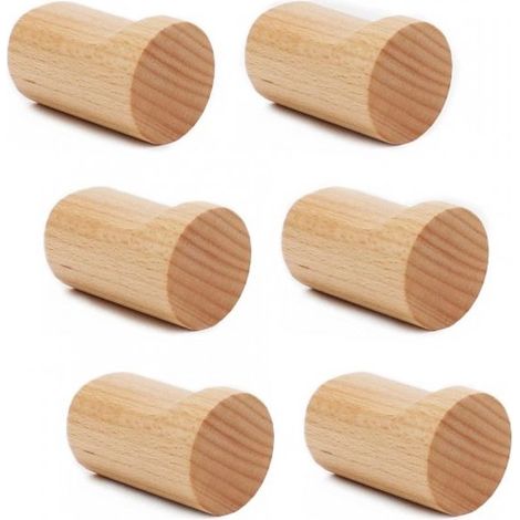 6-teilig Garderobenständer aus Holz Holzhaken Wandmontage Haken Kleiderhaken Handtuchhaken Wandhaken Wandgarderobe Kleiderhaken Buchenholz 5 x 3 3,5 (1/5)