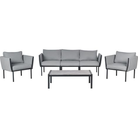 Lounge Set mit Tisch 5-Sitzer SKALA Metall Dunkelgrau
