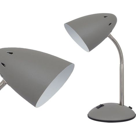 Italux Cosmic - Moderne Tischlampe Grau Satin Finish 1 Leuchte mit Sandgrauem Farbton, E27 (1/3)