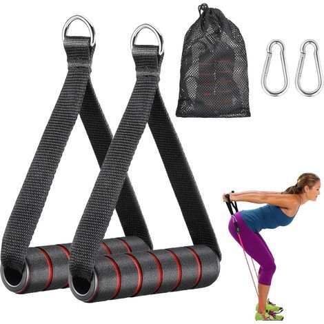 Lot de 2 poignées de traction de câble, poignée à une main, poignées de suspension, poignée de traction de câble, poignée de triceps, poignée de traction de fitness, poignées pour bandes de fitness-Ch (1/5)