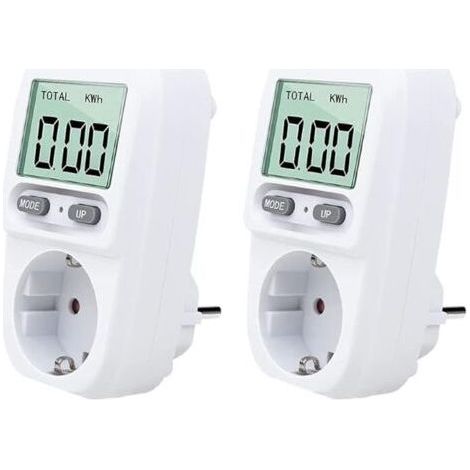 Wattmètre enfichable 2 pièces, compteur d'énergie portable intelligent avec écran LCD, protection contre les surcharges, puissance maximale de 3680 W, pour usage domestique (1/5)