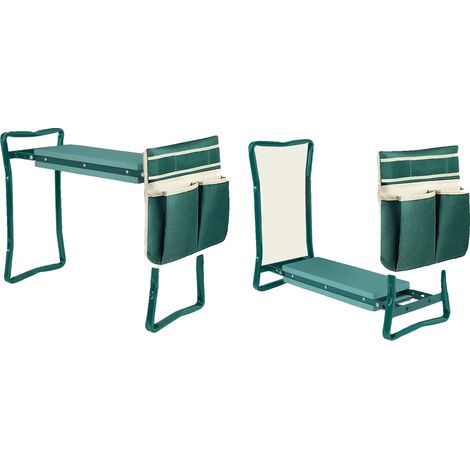 Rodillera de jardinería, diseño plegable, bolsillo grande para herramientas, verde oscuro. (1/2)