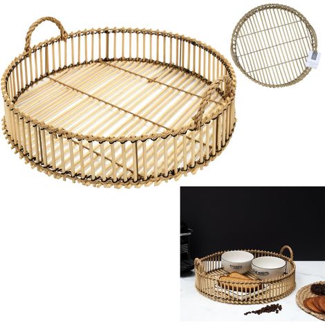 Plateau - HOME DECO FACTORY - Tressé - Bambou - Marron (1/4)