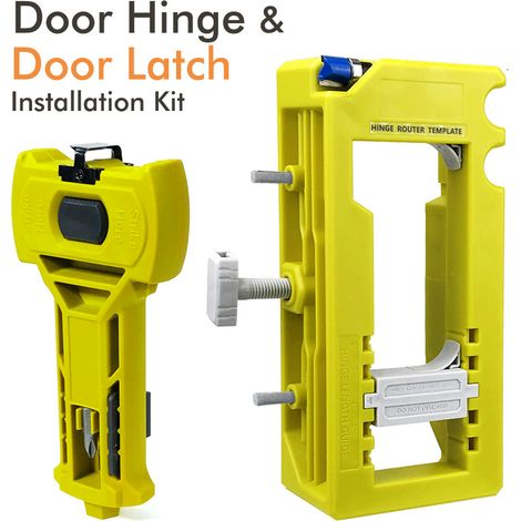 Kit d‘Installation pour Charnières et Targettes avec Gabarit Intégré - Pour Mortaisage et Traçage de Précision (Jaune) (1/5)