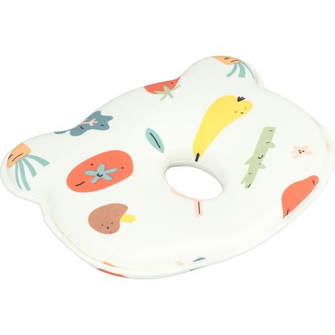 Oreiller de forme pour la tête de bébé, prévient la tête plate, motif dessin animé, oreiller de sommeil en coton doux imprimé fruits et légumes (1/5)