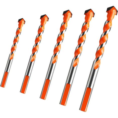 1 Set Bohrer-Set Drehwerkzeug-Schraubenschlüssel Fliesen-Bits Mauerwerk Elektrowerkzeug Lochöffner Dreiecksbohrer Legierung Hartmetall Orange 5-tlg