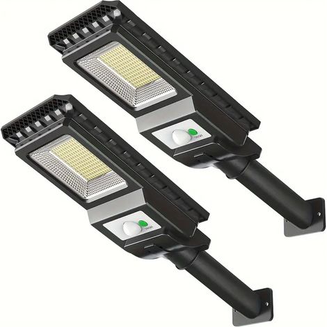 Lot de 2 lampes solaires d'extérieur 1000 lm, 156 LED, avec détecteur de mouvement, pour éclairage de sécurité de cour, clôture ou jardin.-AquaForge (1/4)