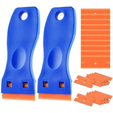 Grattoir pour plaques vitrocéramiques et vitrages – Grattoir en plastique avec 20 lames plastiques remplaçables pour éliminer étiquettes, résidus de colle, peinture, autocollants et décalcomanies (1/5)