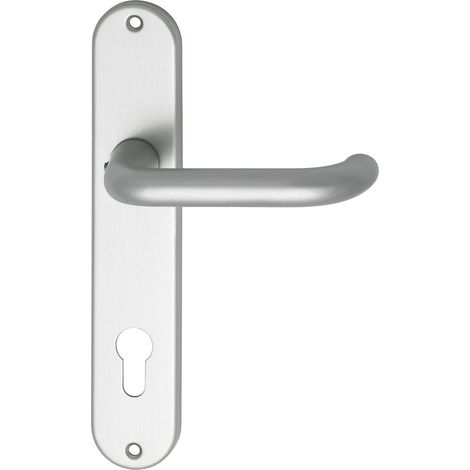 Türbeschlag Sch U Form  Türgriff für Innentür auf Schild PZ 88  Aluminium silber (1/2)