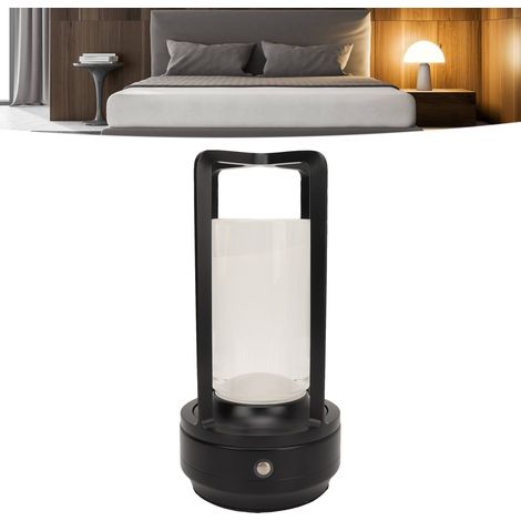 Tragbare kabellose LED-Schreibtischlampe mit Touch-Funktion, 3 Farbtemperaturen, stufenloser Helligkeitsregelung, wiederaufladbar, als Nachttischlampe, Möbellampe oder Esstischlampe geeignet, schwarz. (1/5)