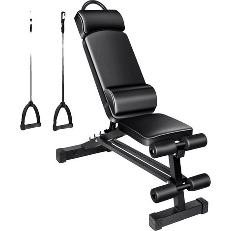 Silla con mancuernas, respaldo ajustable en 5 posiciones, diseño plegable que ahorra espacio, CONJUNTO 1 (1/2)