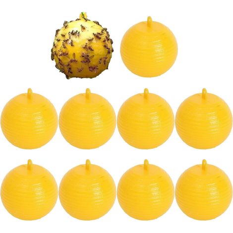 10pcs Balle de piège à Mouche Suspendue, capteu de Mouches fuities Piège Collant, Catche de avageu en Plein ai pou Une Plante d'intéieu, des balcons, des Cous, des veges