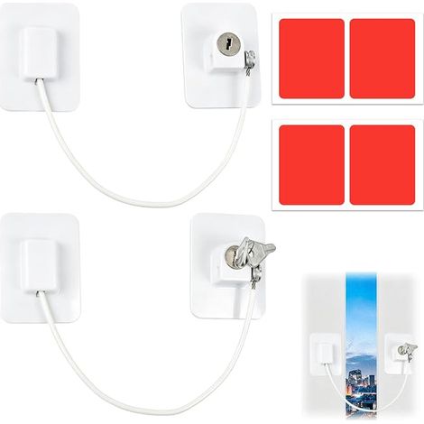 Serrures de Sécurité Autocollantes pour Réfrigérateur,Bloc Porte,Placard,Armoire,Tiroir,Porte et Fenêtre,Clés,Protection (1/5)