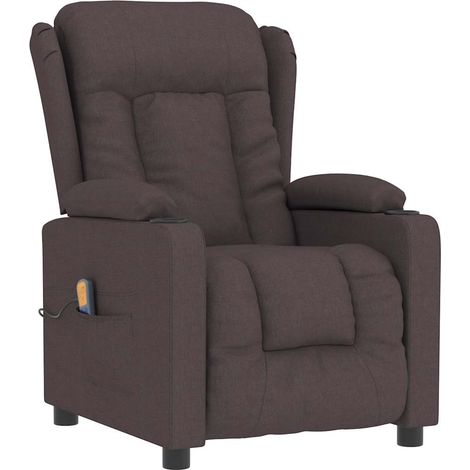 Sillón de masaje eléctrico tela marrón oscuro vidaXL (1/5)
