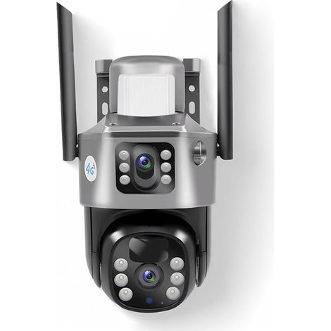 Caméra Solaire extérieure à Double Objectif 4MP 4K, Batterie Basse consommation, IP, Vision Nocturne PIR, vidéosurveillance, Protection de sécurité(4G Camera No Card) (1/5)