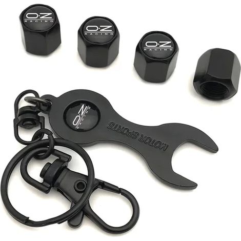 (Noir C) 4 pièces Couvercles de valve de pneu universels OZ Racing avec logo OZ, antivol, pour roue de voiture (1/5)