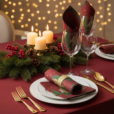 Tovaglioli natalizi 33 x 33 cm decorazione per tavola di Natale, confezione da 20 tovaglioli (1/4)