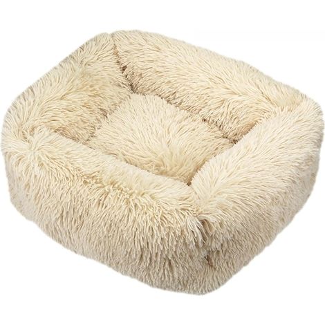 Plush Dog Bed, Plush Cat Bed, Dog Cushion, Non-Slip Square Pet Mat, Portable Cat Cushion, for Large, Medium, and Small Pets (Beige, XS) (1/5)